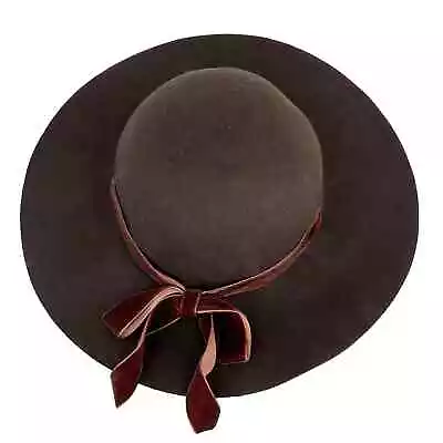 Capelli Straworld Brown Wool Floppy Hat Velvet Bow O/S New • $29