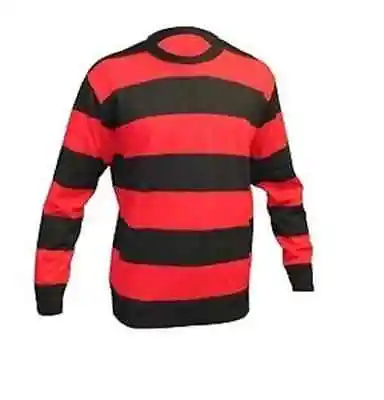 £12.99 • Buy Red & Black Striped Sweater Fancy Dress Party Jumper World Book Week Sweatshirt