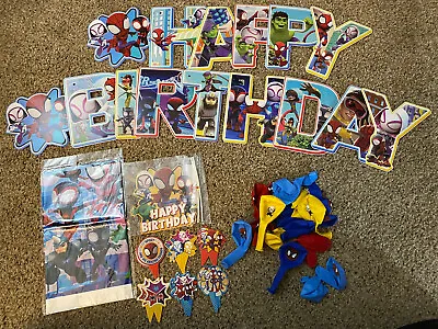 $8.99 • Buy Spiderman Birthday Party Supplies Cake Decor Balloons Invite Backdrop Treat Bags
