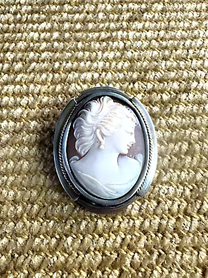 Vintage Cameo Brooch Set In Silver Italian. • £26.99