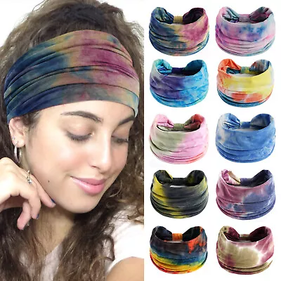 Tie Dye Hippie Headband Women Extra Wide Headband Yoga Headband Turban Headband • £5.99