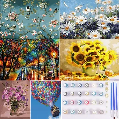 Diy Oil Painting Kit Paint By Numbers Beginners Frameless Adult Children Gifts • £4.25