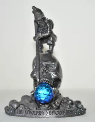 Mystic Legends Pewter Crystal Skull Figure Dwarfs Discovery Evergreen Studio 8cm • £12