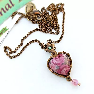 Michal Negrin Necklace Rose Heart Delicate Pendant Crystal Love Romantic Gift • $55.20