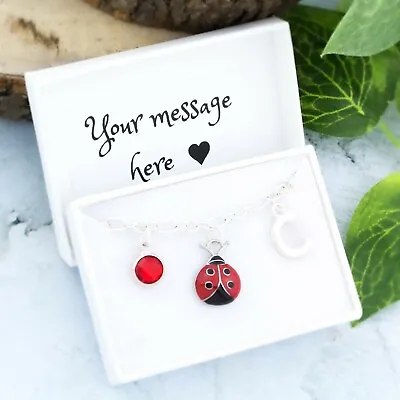 Ladybird Charm Bracelet Personalised Gift Ladybug Jewelry Luck Fortune Gifts • £8.49