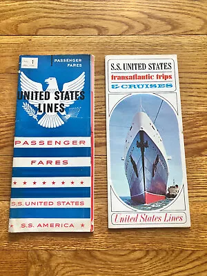 Ss United States Fold-Open Color Brochure & Rates Booklet / USL • $24.99