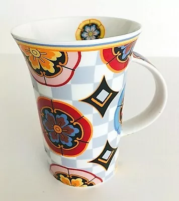 Maxwell Williams Kaleidoscope! Porcelain Mug Cup Colorful Gray Checks 8 Oz • $16.99