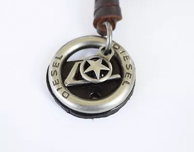 NEW Leather Men's Metal Round Pendant Surfer Necklace Choker Adjustable • $12.99