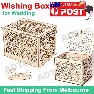 Wedding Card Boxes Wooden Well Card Box Carved Wedding Engagement Party Decor AU • $23.91
