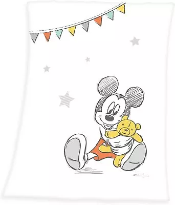 Herding Disney Mickey Mouse Baby Blanket 75 X 100cm Soft Polyester White • $33.80