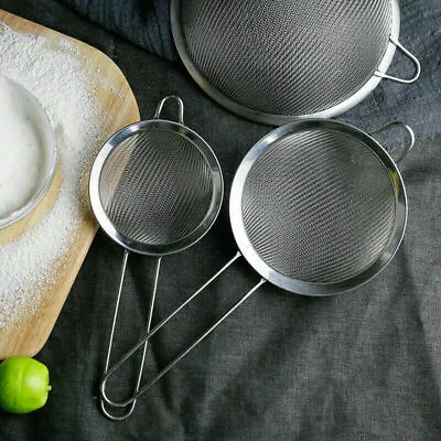 Kitchen Stainless Steel Mesh Oil Strainer Flour Food Colander Sieve All Purpose • £7.99