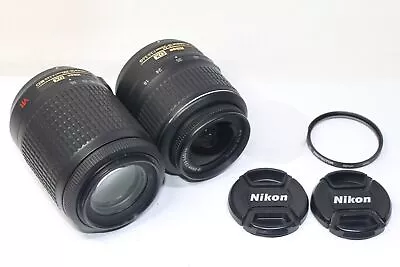 [AS IS] Lot Of 2 Nikon AF-S DX Nikkor 55-200mm F/4-5.6G + 18-55m F/3.5-5.6G Lens • $135.30