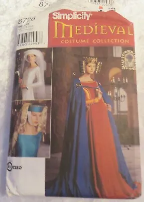 £18 • Buy Simplicity Pattern 8728 Medieval Cape Crown Headpieces One Size OOP And Uncut