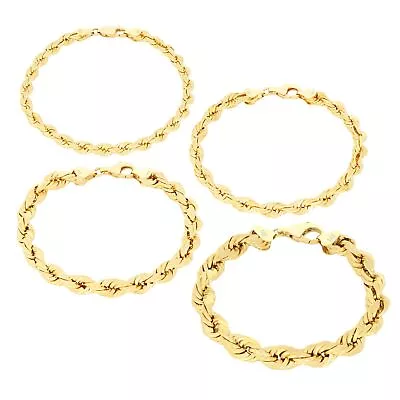 10K Yellow Gold 2mm-10mm Diamond Cut Rope Chain Bracelet Men Women 7  7.5  8  9  • $77.99