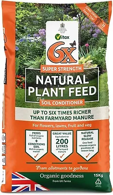 6X Natural  Fibrous Chicken Manure Fertiliser - 15kg Bag • £19.15