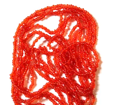 Rarest Antique Micro Seed Beads-18/0  Transparent Rich Orange-Red-- Loose Beads • $7.25