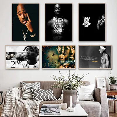 Tupac Shakur 2Pac Hip Hop Music Celebrity Best Print Poster Wall Art Picture A4+ • £4.89