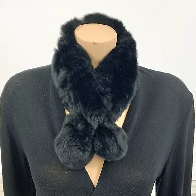 The Cashmere Project Black Rabbit Fur Scarf/Collar /cb • $98