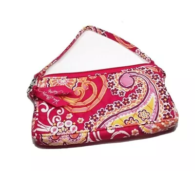 Vera Bradley Raspberry Fizz Pink Paisley Wristlet Clutch Handbag Purse EUC • $11.99