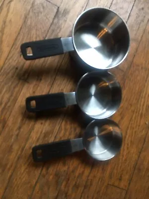 Farberware Measuring Cups Stainless Silicone Handle Set Of 3 Used But Good • $5