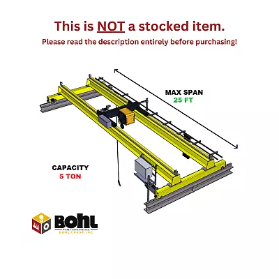 R&m 5 Ton 25' Span Top Running Double Girder Overhead Bridge Crane Kit • $24779.05