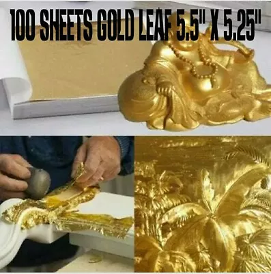 100 Sheets DIY Gold Foil Leaf Gilding Handicrafts Decoration Crafts 5.5  X 5.25  • $11.49