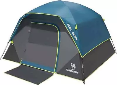 ^ CAMEL CROWN 4 Person Camping Tent Waterproof Quick Setup Dark Blue X003KUT6AN • $54