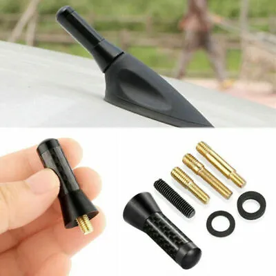 3.5cm Universal Carbon Fiber Black Car Antenna Aerial W/ Screws Car Accessories • £4.31