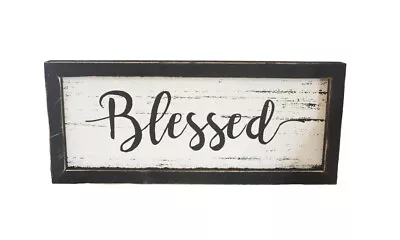 $19.99 • Buy Blessed Distressed Wood Framed Sign 15.25x6.5 Inch Primitive Home Decor