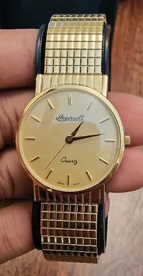 Mens 9ct Gold Ingersoll Elastic Strap Watch *BRAND NEW* • £399.99