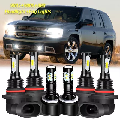 For Chevy Trailblazer 2002-2005 - 6x LED Headlight Hi/Lo Beam + Fog Lights 6000K • $29.99