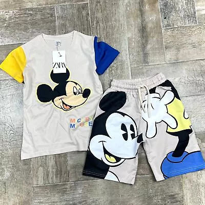 NWT Zara Mickey Mouse Tshirt And Short Unisex Set For Kids • $29.99