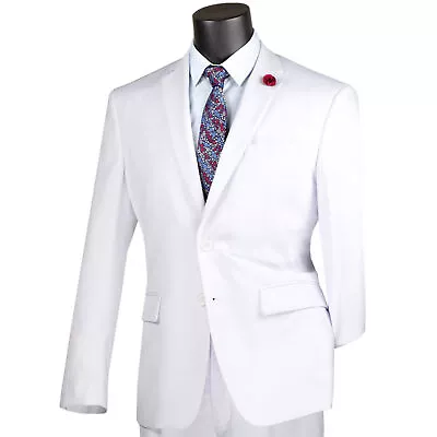 VINCI Men's White 2-Button Suit W/ Adjustable Waistband Reg-Fit - NEW • $135