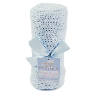 £8.99 • Buy Personalised Large 100% Cotton Baby Cellular Blanket Pram Cot Bed Moses Basket