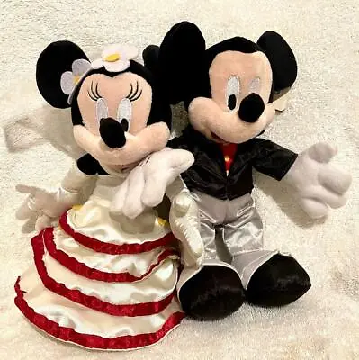 Disney Store Official Mickey Minnie Mouse Wedding Soft Plush Doll Set 9” New • $72.11