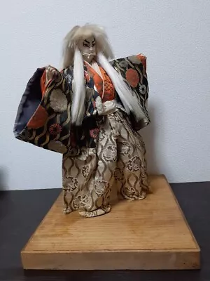 【Japanese Kabuki Doll】Antique Shi-Shi Lion With Silk Garments On Wooden Stand • $26.60