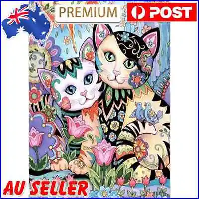 $12.03 • Buy 5D DIY Full Drill Diamond Painting 2 Cats Cross Stitch Embroidery Mosaic AU