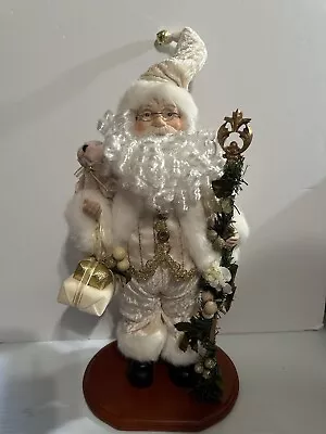 Vintage Santa Claus Standing Figure Christmas Decoration 17” With Faux Fur Trim • $40