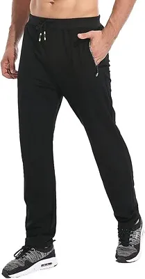 JustSun Black Tracksuit Bottoms Mens Joggers With Zip Pockets Small • £14.99