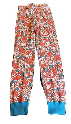 Hanna Andersson Girls 120cm (6-7) Pajama Bottom Peach Gray Teal Bird Pattern • $9.85