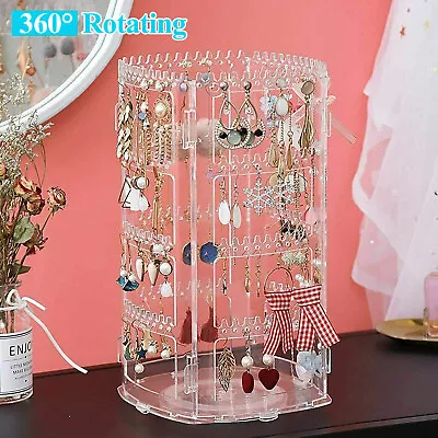 360 Rotating Earring Holder 4 Tiers Jewelry Storage Organizer Display Stand Rack • $15.48