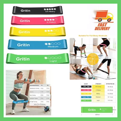 Gritin Resistance Bands [Set Of 5] Skin-Friendly Resistance Fitness Exercise • $21.49