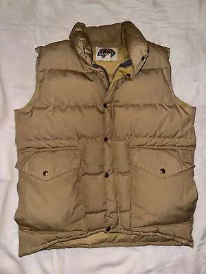 Vintage 80s Class-5 Quilted Down Vest Mens Size Large Made In USA Tan Brown • $52.99