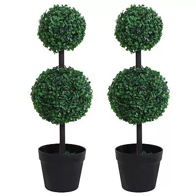  PE Set Of 2 Artificial Boxwood Ball Topiary Plant Tree's Green • £39.99