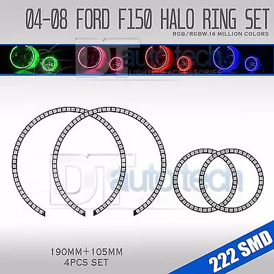 04-08 F-150 Bluetooth Multi-Color Angel Eyes LED RGB Headlight Halo Ring Set • $89.99