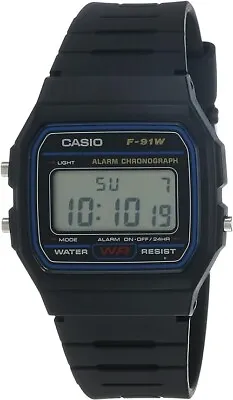 CASIO F91W-1 Unisex Black Digital Watch With Black Band-Au • $35.95