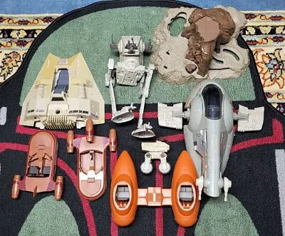 Vintage Star Wars Kenner Vehicles Lot Mini Rig Slave 1 Landspeeder ATST Dagobah • $129.99