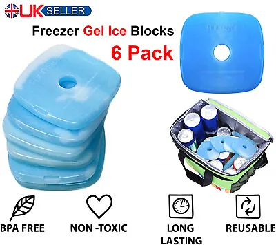 6x Reusable Ice Blocks For Cool Box Lunch Bag Freezer Blocks Cooler Long Lasting • £10.99