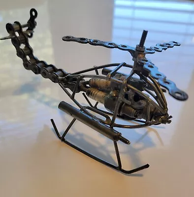 Spark Plug Helicopter Hand Crafted Recycled Metal Art Sculpture Figurine 4  X 3  • $17.95
