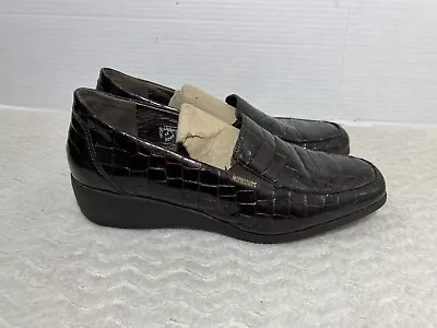 Mephisto Womens 9 Air Jet Brown Leather Crocodile Skin Wedge Classic Loafer. • $45